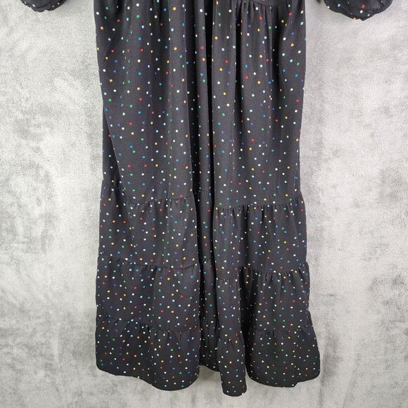 Women's Black City Chic Maxi Dress Emma Carnival Polka Dot Puff Sleeves M / 18 - Picture 3 of 11